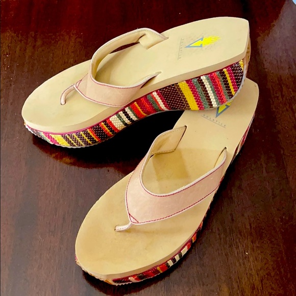 Volatile Leather Multicolored Striped Sandals